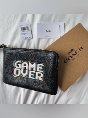 Coach Black Leather 'GAME OVER' Wallet